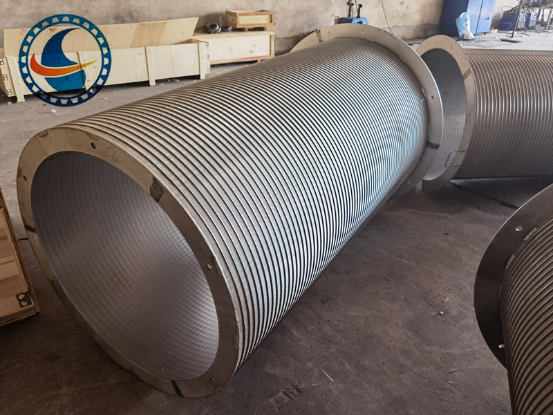 SS304 Reverse Wedge Wire Rotary Screen Filter 800mm x 1500mm